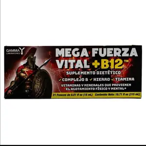 Mega Fuerza Vital+B12 Liquid Supplement Nutrient-Rich Complex Vitamin Dietary Health (21 Bottles 315mL)