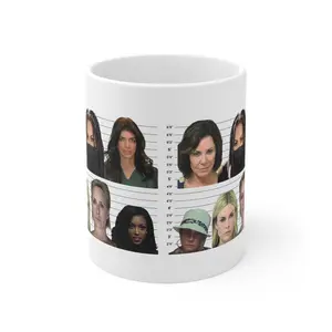 Real Housewives Mugshot Ceramic Coffee Mug, Real Housewives NJ, NY, Atlanta, OC, Bravo Ceramic Coffee Accent Mug