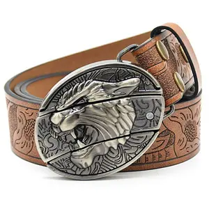 Men's Belt Knife Embossed Belt Personality Student Trend Printed Engraved Belt Men
