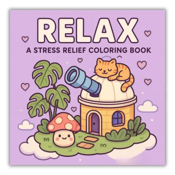 Halloween Fall Gift Relax & Unwind – 40 Cute & Easy Coloring Pages for Kids & Adults: Stress Relief Book with Cozy & Fun Designs