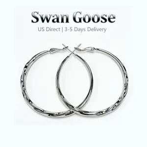S925 Sterling Silver Twisted Hoop Earrings for Women, Minimalist Large Circle Design,Timeless Versatile Style , Hypoallergenic Ear Needles, Accessories for Adults Clean Girl Jewelry Suitable For Daily And Vacation Wear, Suitable as Valentine's Day Gift