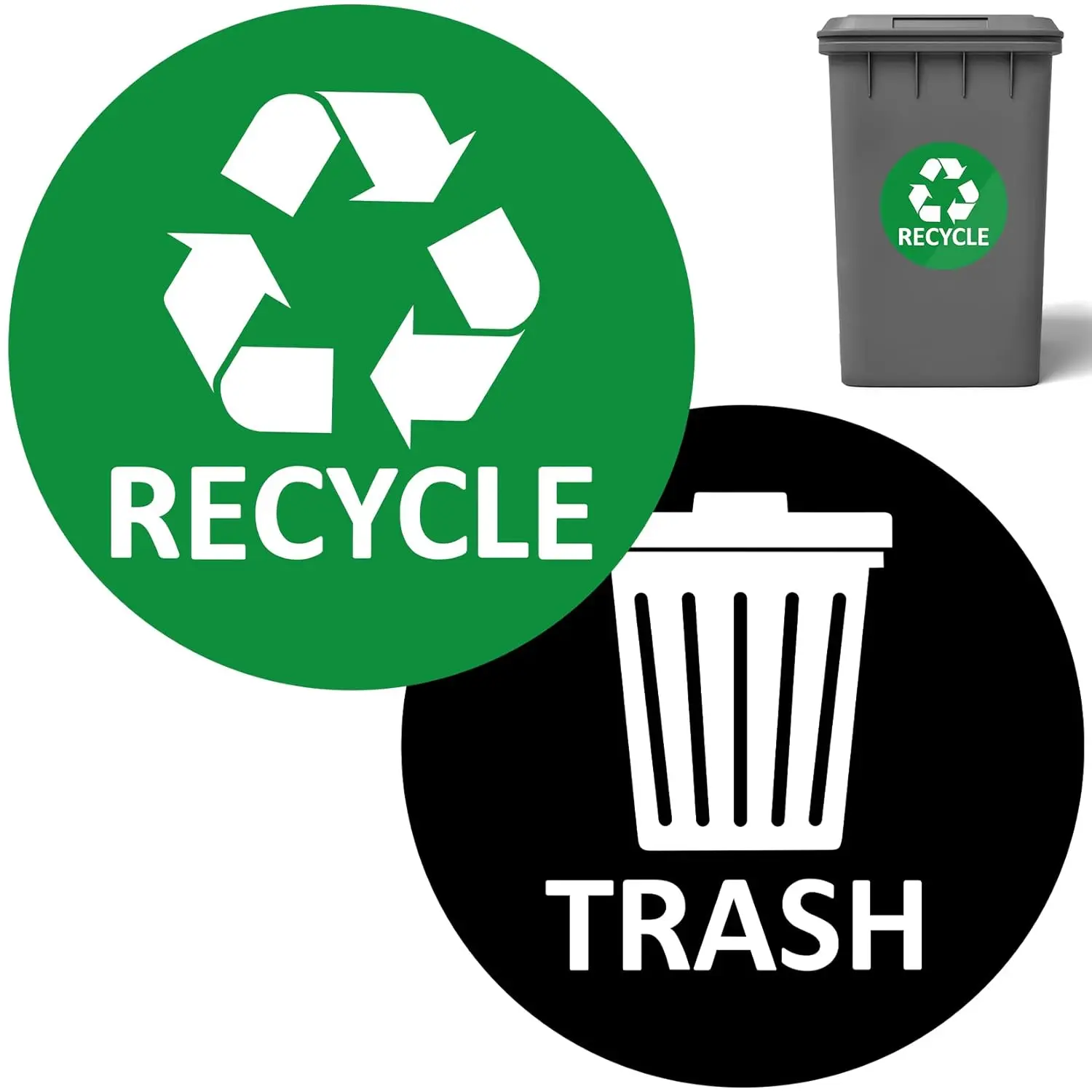 6 Pack Recycle Sticker for Trash Can Large Sign Garbage Recycling Sticker Reuse Recycle Vinyl  for Kitchen Necessity Home ,Home, Office,Work,Commercial Event,Apartment,Hotel