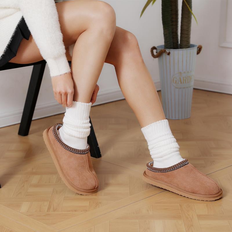 Women's Slippers Fuzzy Cozy Short Ankle Shoes Indoor and Outdoor Mules Furry Warm House Slippers for Woman Cute Fluffy Clogs Chestnut(Rain Shoes & Covers)Gift