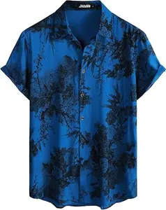 Mens Hawaiian Shirt Short Sleeve Button Down Tropical Casual Floral Summer Beach Shirt Lightweight Polyester Button Front Machine Washable