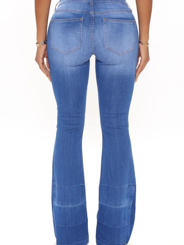 Janis Super Soft Low Rise Flare Jeans - Blue Wash