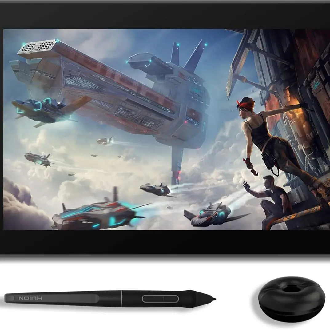 HUION KAMVAS Pro 16 Writing Graphics Drawing Tablet - 15.6inch Full-Laminated HD Screen, Stand, Battery-Free Stylus, 8192 Pen Pressure, 6 Hot Keys, Touch Bar, Compatible with PC, MAC, Linux