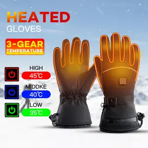 Electric Heated Gloves Motorcycle Winter Moto Heated Gloves Warm Waterproof Rechargeable Heating Thermal Gloves For Snowmobile