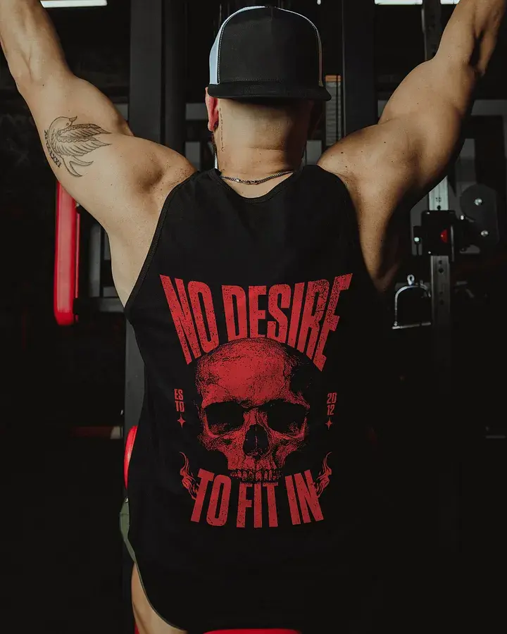 No Desire To Fit In Skull Print Men's Tank Hoodie - Sweatshirt