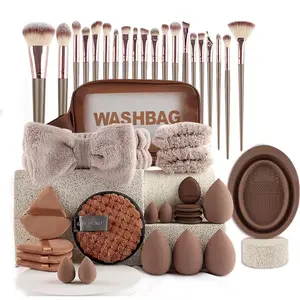 Portable makeup tool set comes with a full array of brushes and cleaning tools, delivering a smooth, flawless application in a lightweight, compact design perfect for women’s daily commutes, travel touch-ups, and everyday beauty routines.