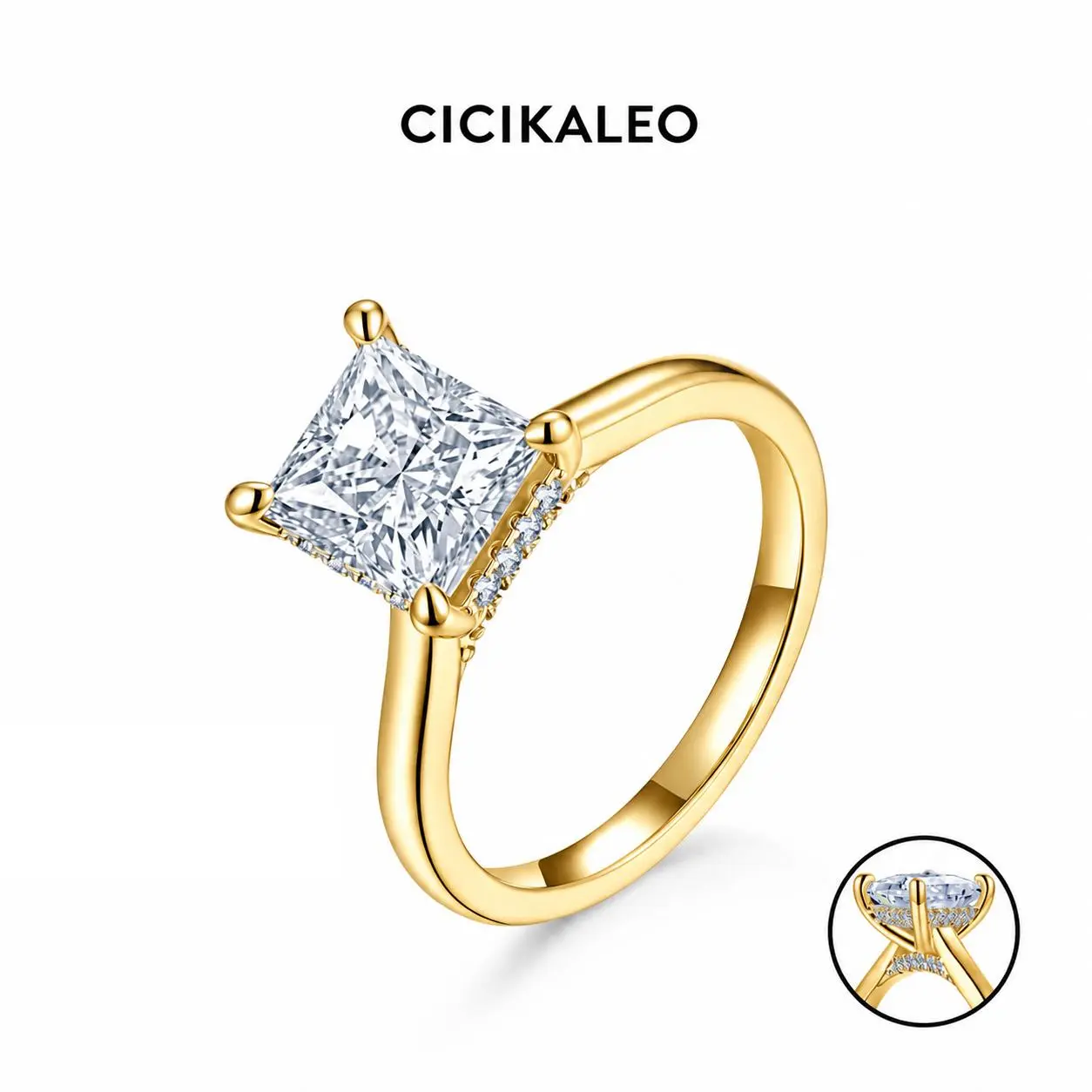 CICIKALEO 2CT Princess Cut Triple Stacking Moissanite Rings for Women 18K Gold Plated Lab-Created Engagement Wedding Gift for Her Stackable Rings Summervibes