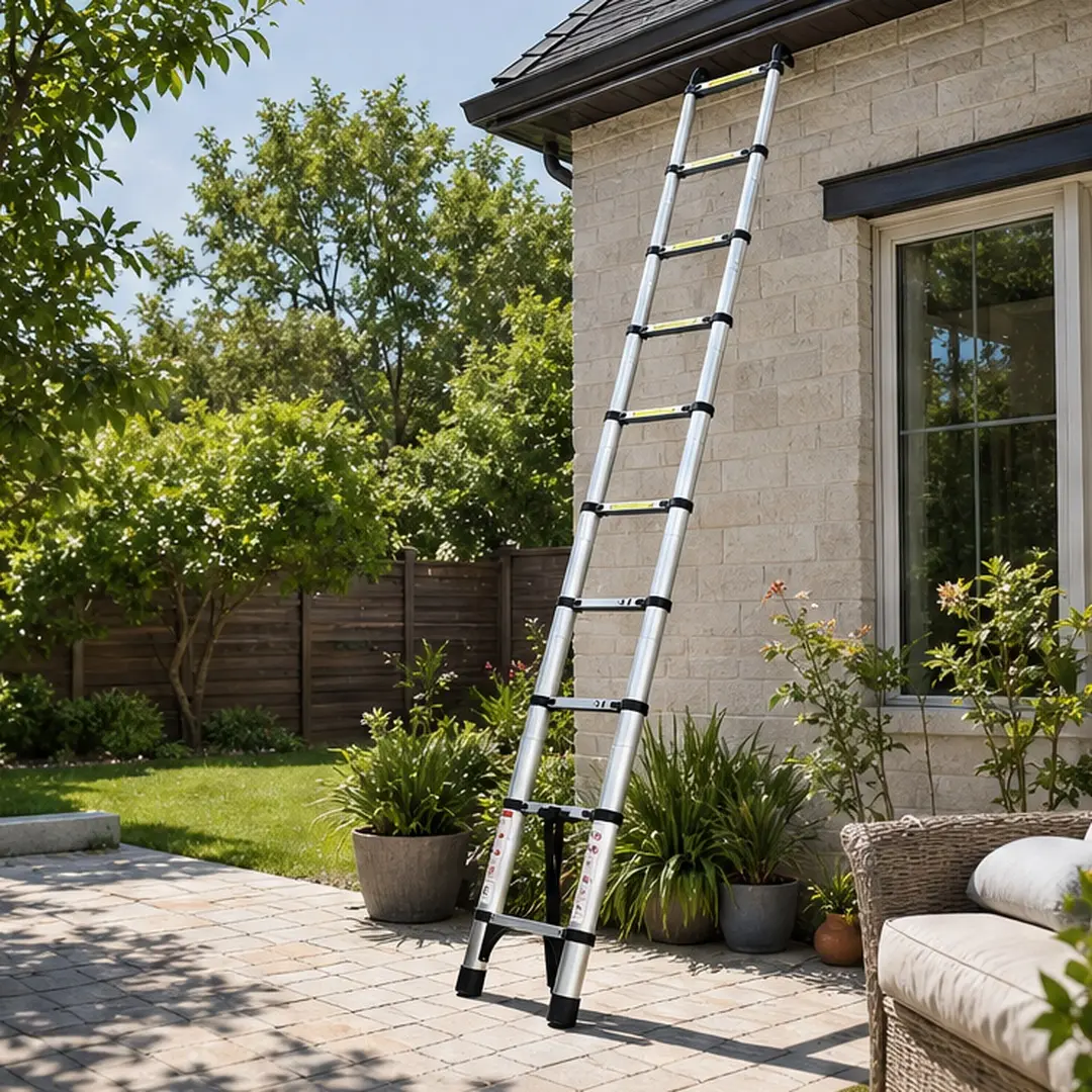 ARCH Telescopic Aluminum Alloy Multi-Purpose Folding Ladder (8.5ft/10.5 ft), 330 lbs Cap, Hooks, Triangular Support Frame, Pinch-Free Lock, Lightweight Portable for Home, Painting, Decorating, 2.60"w x 18.11"d x 28.93"h, Antique Silver, Ceiling Access