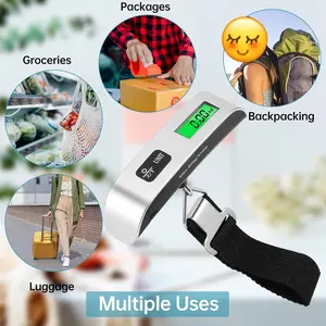 Portable Digital Luggage Scale with LCD Display, 4 Unit Switches, Accurate Weight Measurement for Travel Bags & Handbags Up to 110 Lbs