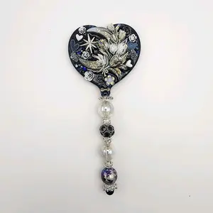Beaded Heart Shaped Mirrors with Base Decorated