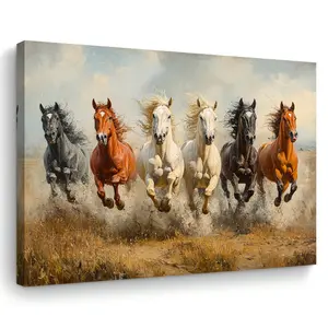 1 Piece Room Decoration 100k Horse Running Canvas Wall Art, Wooden Frame Decoration Vivid Print, Bachelorette Party Decoration, Fabric Wall Art, Suitable for Living Room, Bedroom, Office, Unique Christmas Gift