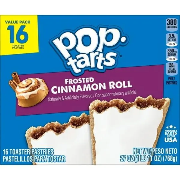 Pop-Tarts Frosted Cinnamon Roll Toaster Pastries, Breakfast Foods, Shelf-Stable, 27 oz (16 Count) Pop-Tarts Frosted Cinnamon Roll Toaster Pastries, Breakfast Foods, Shelf-Stable, 27 oz (16 Count)