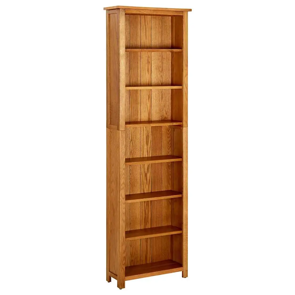 vidaXL Solid Oak Wood 7-Tier Bookcase Wooden Indoor Home Living Room Office Standing Shelf Book Display Storage Cabinet Stand Furniture 331743