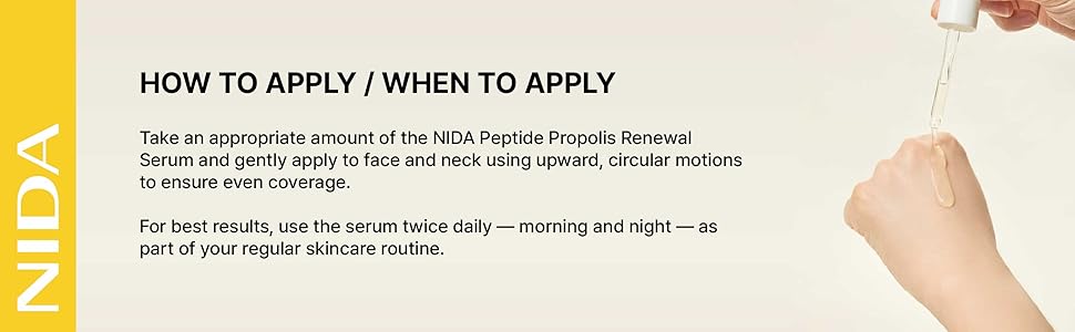 NIDA Peptide Propolis Renewal Serum | Peptide Complex, Propolis Extract, Adenosine | Youthful Look, Wrinkles, Fine Lines, Pore & Sebum Care | 1.69 fl.oz., 50ml (Updated)