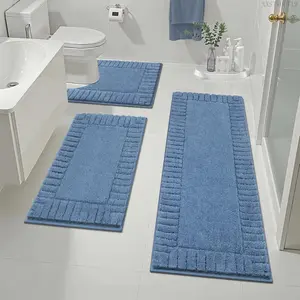 Rugs Sets 3 Piece Bathroom Shower Rugs with Contour Toilet Mat Absorbent Microfiber Plush Bath Mats Non Slip Bath Rugs Machine Washable Shaggy Bath Mat SetXXSTYOUT12
