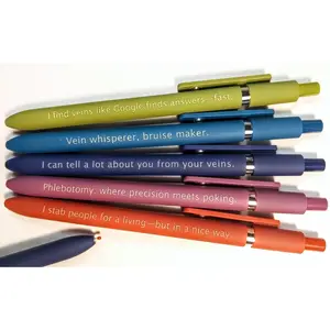 Phlebotomist Pens｜Set of 5 Laser Engraved Soft Touch Pens｜Funny Gifts for Microbiology Lab Tech | Graduation gift