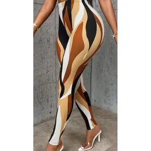 Casual Colorblock Slim Fit Stretchy Random Printed Leggings