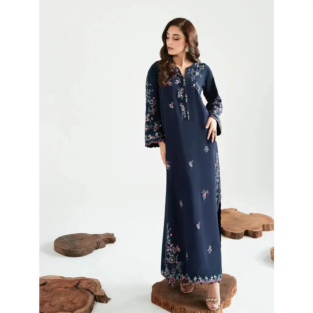 Neelam 2pc Hand-Embellished Silk Kaftan Suit by Ain