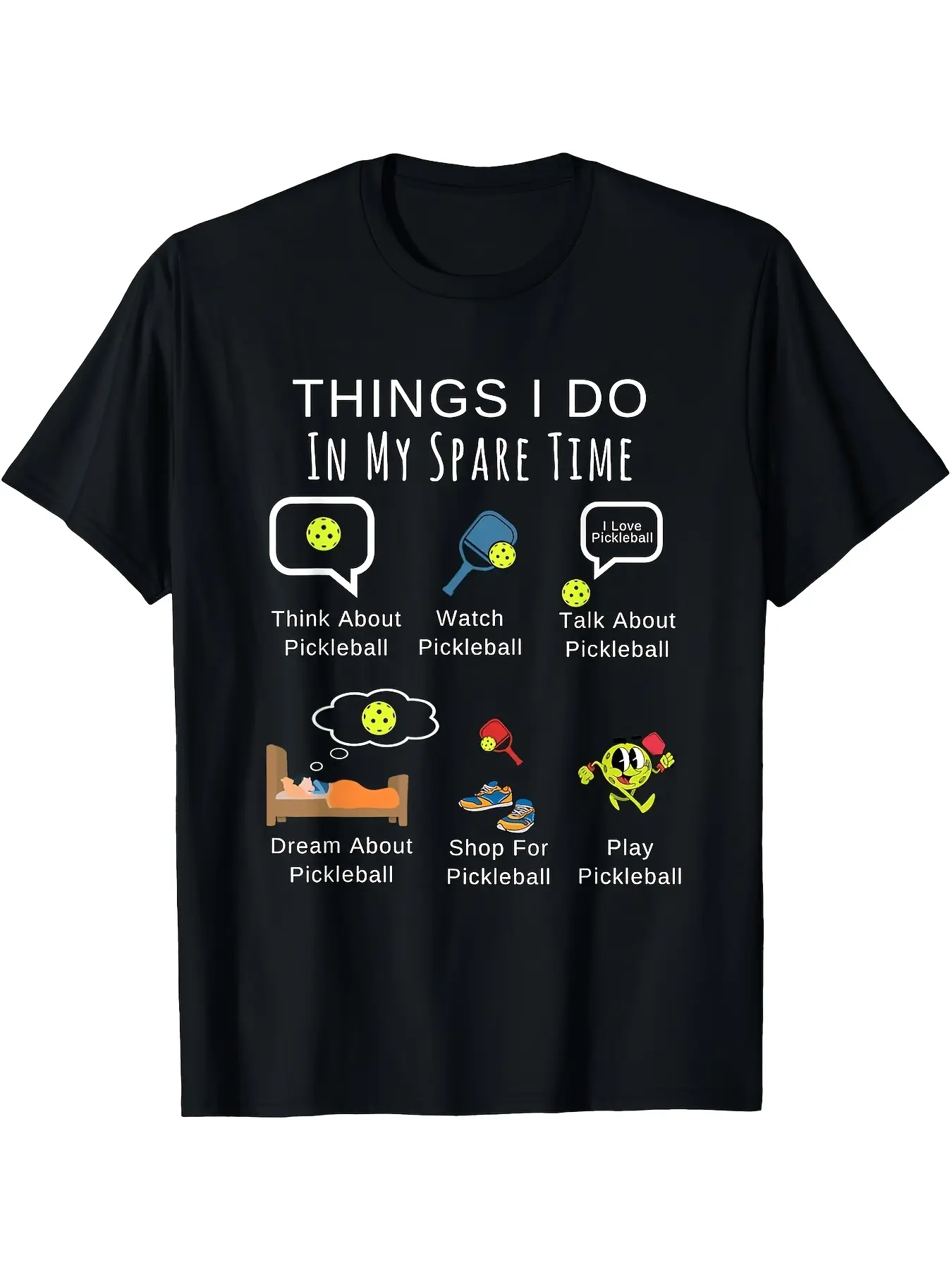 Things I Do in My Spare Time Funny Pickleball T Sh unisex soft cotton short sleeve t shirt, vintage graphic casual tee for men women teens, perfect birthday holiday gift for camping travel gym daily street  wear