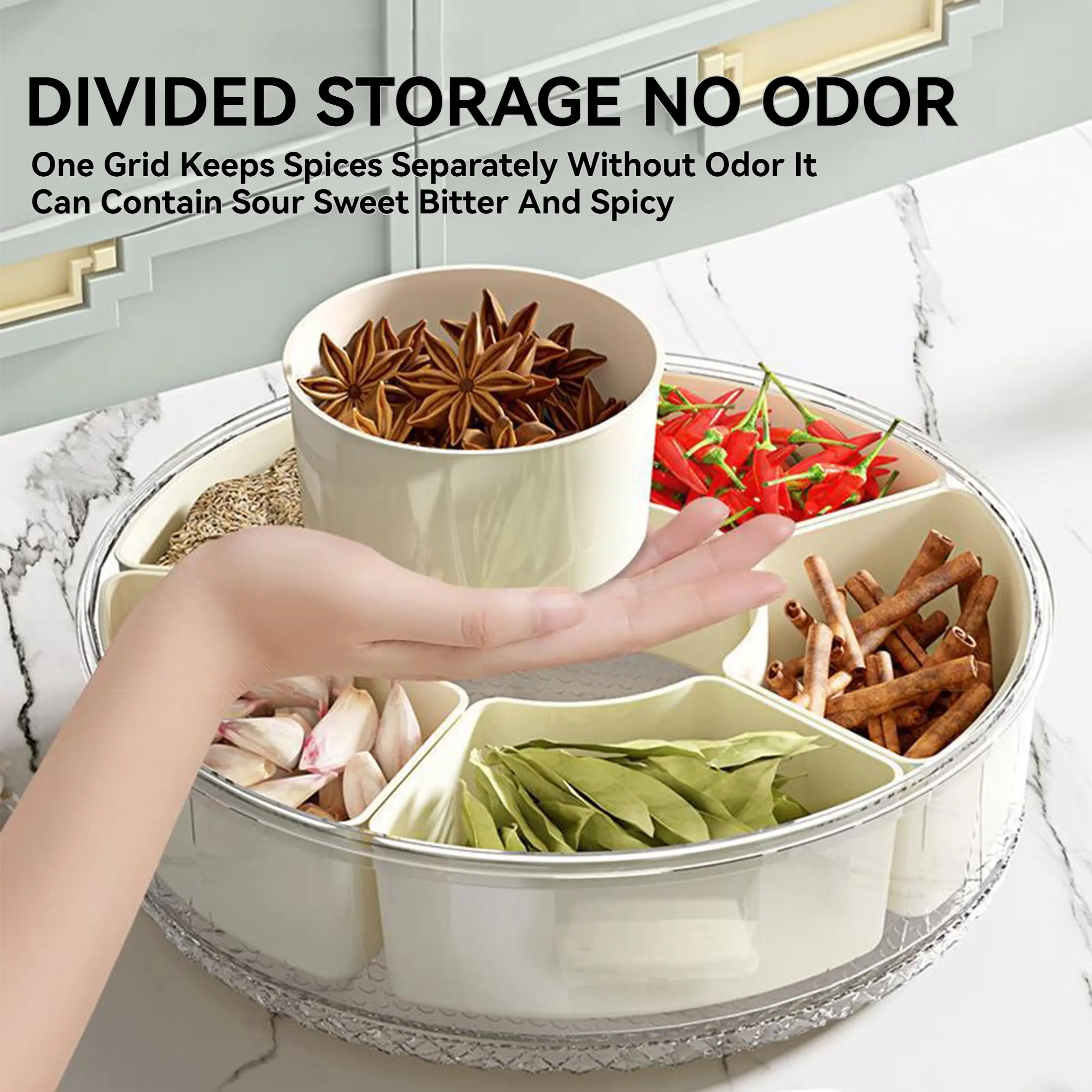 Divided Tray with Lid and Handles, Sealed Rotating Deli Vegetable and Fruit Tray, Taco Night, Party, Snack Rotating Box, Multipurpose Food Organizer and Dip Use, Great Gift for Mom Container Kids Kitchen Portable, Summer