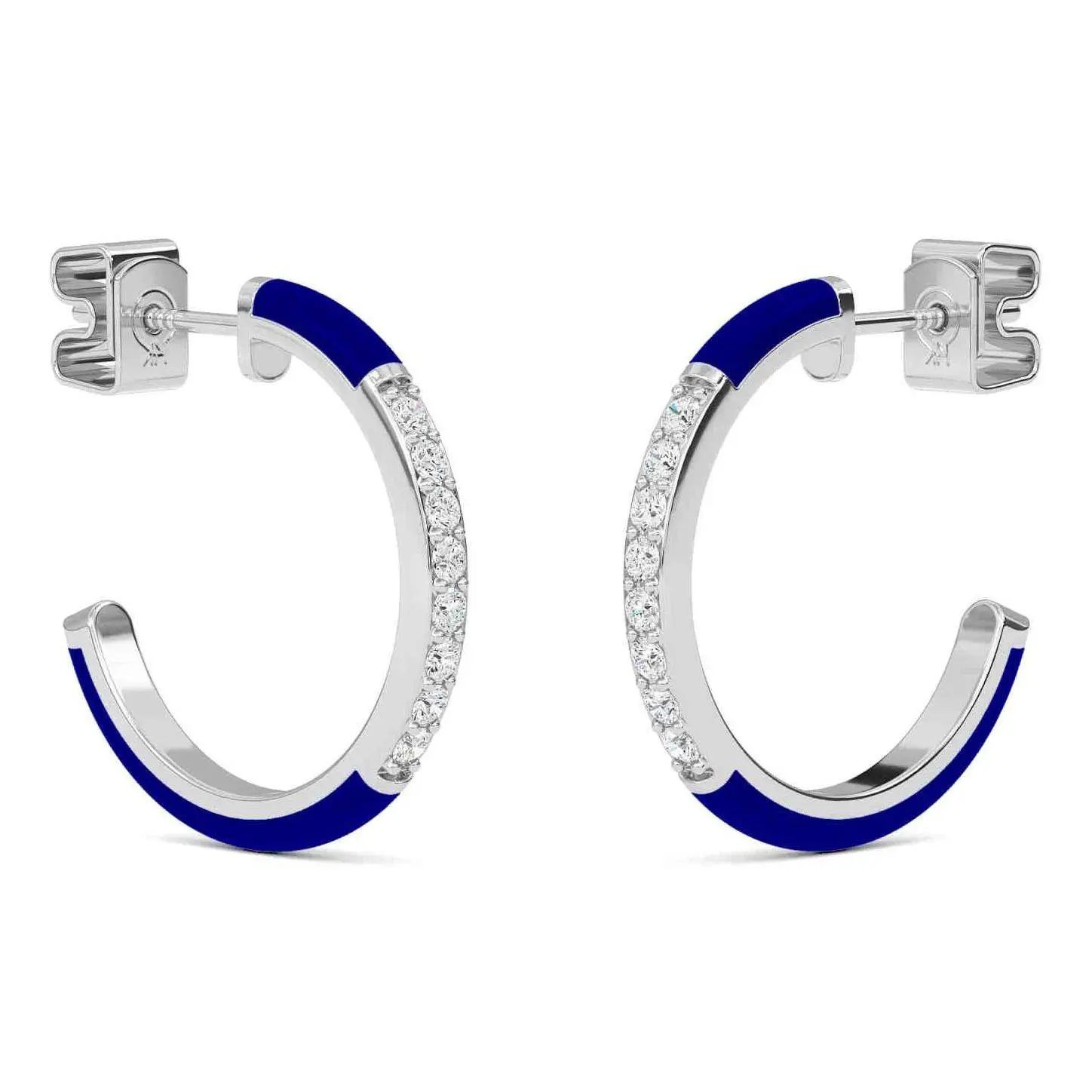 Vida Lab Diamonds Ceramic Chic Blue Hoop Earrings, Sterling Vida Lab Diamonds Ceramic Chic Blue Hoop Earrings, Sterling