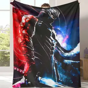 Ninja Warrior Flannel Blanket Assassin Graphic Print Lightweight UltraSoft Warm Cozy for Bed Sofa Travel Camping Office Nap Gift for Anime Lovers