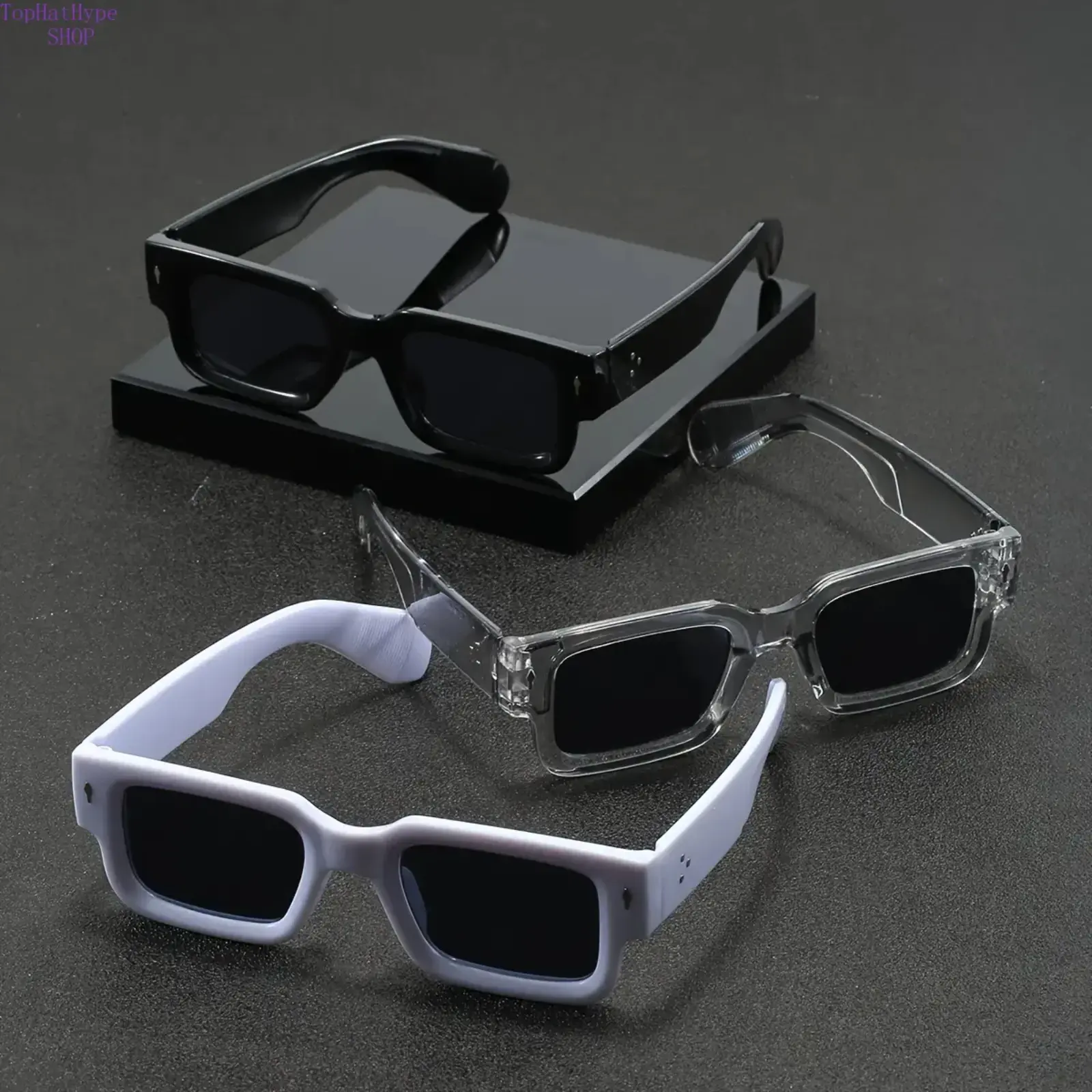 Unisex 3-Pack Square Full Rim Sunglasses - Lightweight Nylon Frames, Anti-Reflective Polarised Lenses, Ideal for Driving, Daily Wear