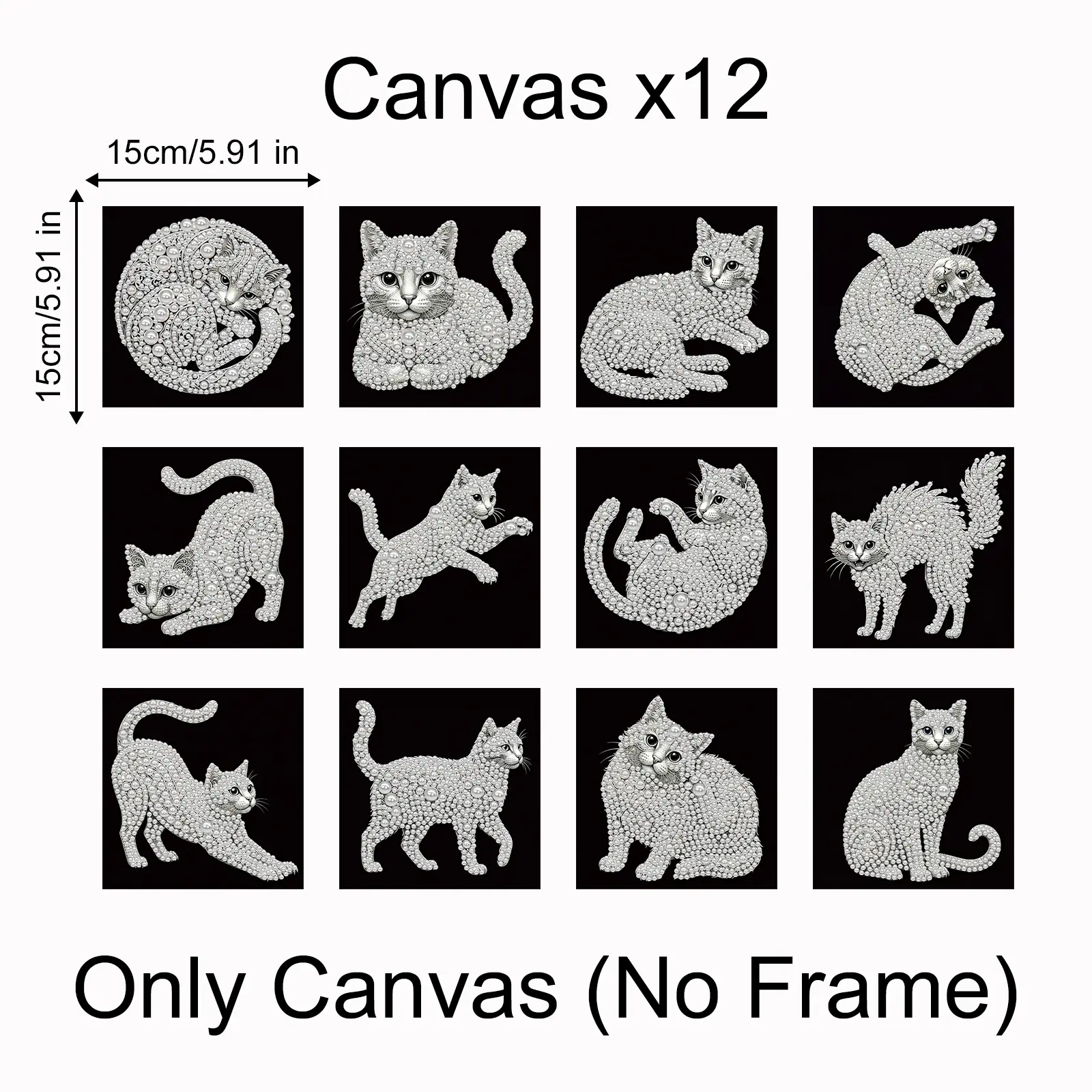 【New Arrival】12Pcs Sparkle Animal Crystal DIY Diamond Art Canvas Kit, 15cm/5.91in No-Frame Rhinestone Bedazzling Set, Needlework for Home Wall-Office Decor, All-Seasons Ideal Gift for Art Enthusiasts