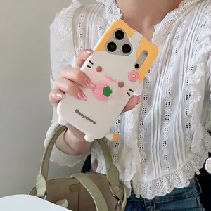 Cute Cartoon Strawberry Cat Phone Case Cover For iPhone 17 16 15 14 13 Pro Max – Shock-Resistant Protective Silicone Case