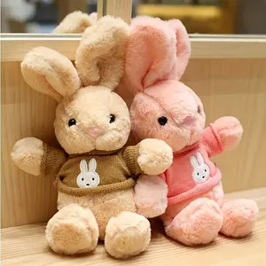 [Adorable Sweater Rabbit Plush] Soft Fluffy 30cm/11.8in Cute Sweater Rabbit Plush Doll | Adorable Stuffed Animal Toy with Light Yellow/Pink/Blue Sweater Design - Soothing Comfort Gift for Birthdays, Friends, Home Decor