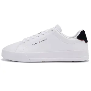 Tommy Hilfiger Men's Casual Sneakers with Minimalist Lettering and Contrast Color Blocking Trending Shoes, House White Official Shoes to Get / Maison Mihara