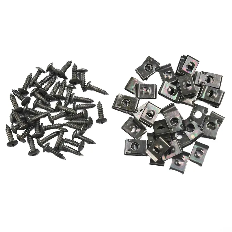 Automotive U Clip and Screw Fastening Kit 50 Metal Pieces for Custom Car and Motorcycle Projects Reliable and Strong Performance