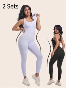 Women's Solid U Neck Racerback Shapewear Bodysuit, Casual Comfy Tummy Control Butt Lift Shaper, Ladies Shapewear for All Seasons