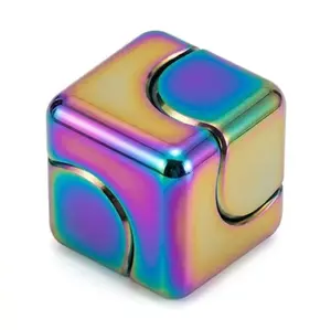 Colorful Metal Fidget Cube Spinner Toy, 4-Side Rotating Finger Toy, Rainbow EDC Desk Gadget for Focus Breaks, Pocket Sensory Fidget Gift for Teens Adults, Easter Basket Stuffer by Sooshoom
