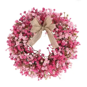 1pcs Artificial Flower Wreath Decorative Piece, Multicolor Full Bloom Design, Bow Accent, Ideal for Home & Garden Decoration, Artificial Plant