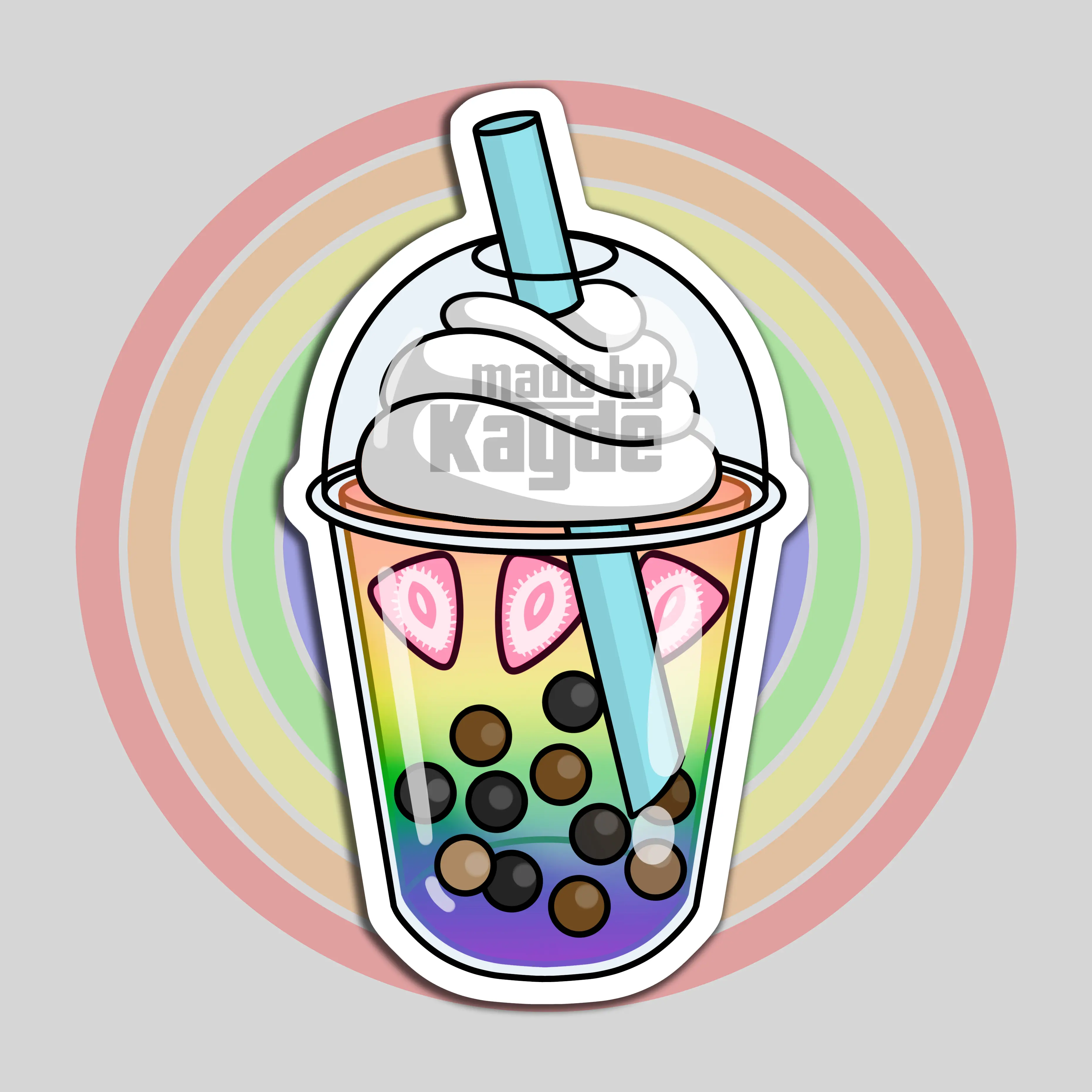 Rainbow Boba Tea Sticker