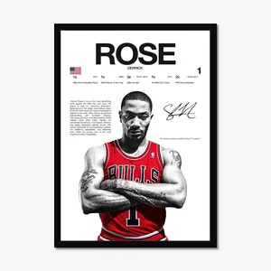 Derrick Rose Hardline Series Poster - Chicago Basketball Legend Wall Art - 90s Retro Decor - Gift for Fans [UNFRAMED]
