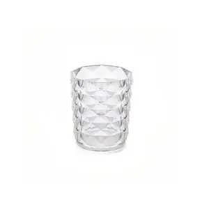 Drill Pattern Diamond Makeup Brush Storage Bucket Pen Holder, Transparent Multi-Functional Container for Eyeshadow Brushes & Water Cup, Desktop Storage Box, Makeup Cosmetic Organizer