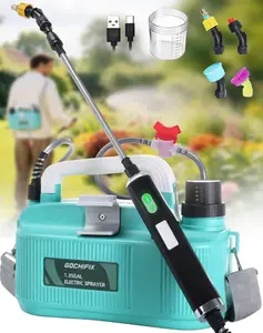 Electric Garden Weed Sprayer 1.35 Gallon, Battery Powered USB Rechargeable Handle w/Indicator, 4 Spray Nozzles, Shut-Off Valve, Retractable Wand, Strap, Auto Pump Plant Mister for Lawn Garden