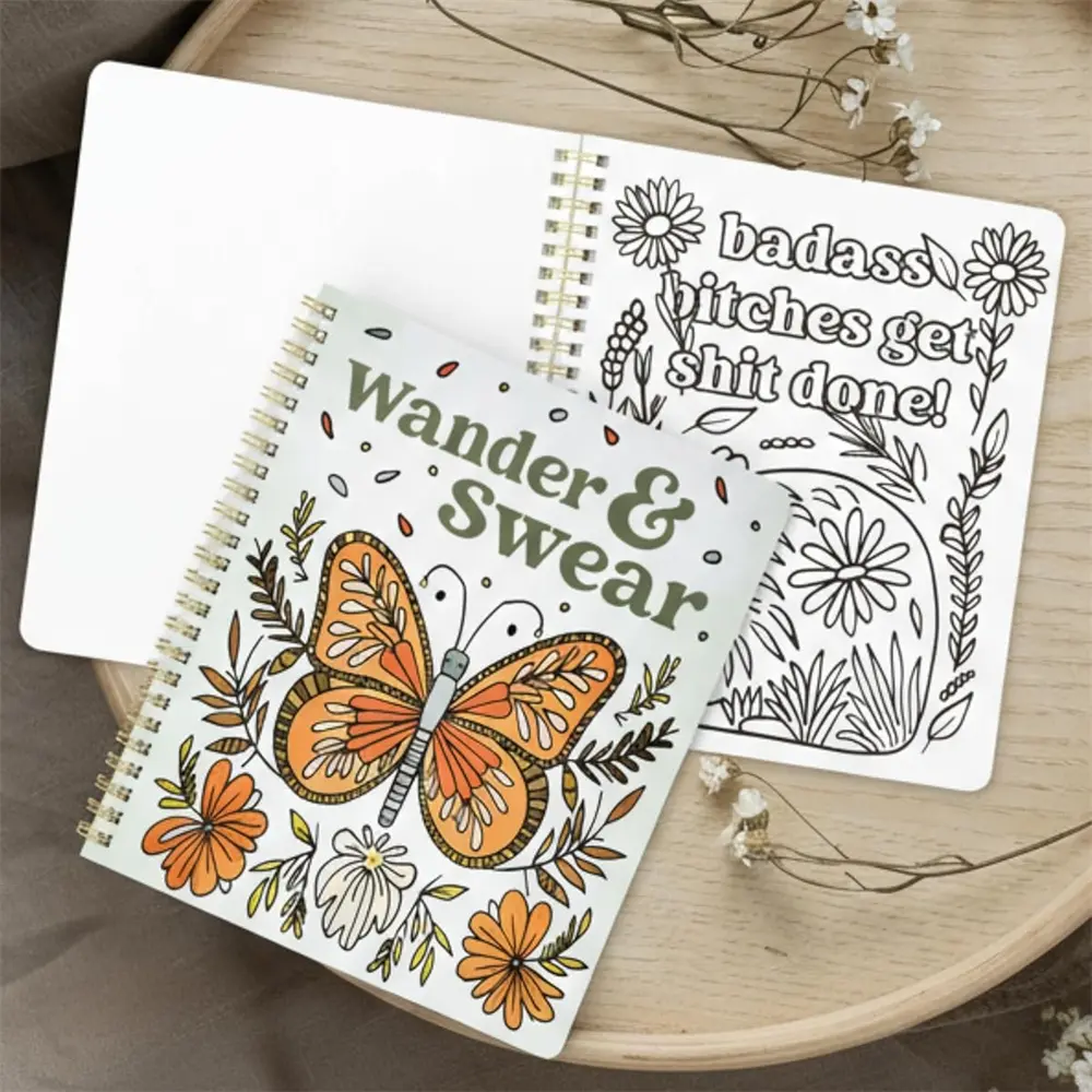 Two Adult Coloring Books with Floral Designs, Fun Stress Relief Activities, Perfect Relaxing Gift for Women, Ideal for Leisure Time, Floral Patterns, Coloring Book Set