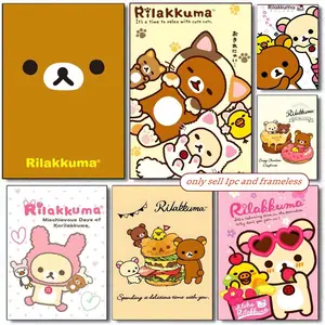 Rilakkuma Poster HD Waterproof Self-Adhesive Art Vibrant Wall Print Decoration for Living Room Bedroom Bar Parlor Home Decor Gift Fade-Resistant Easy-Apply Durable Dly Artwork Multiple Sizes, High Definition, Easy to Apply & Clean
