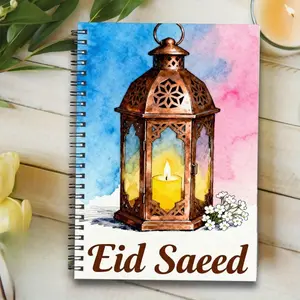 1 A5 Size Anime themed Notebook with A Simple Eid Al-Fitr themed Cover, Horizontal Inner Pages, Thickened Paper and Double-line Binding Design, Suitable for Boys and Girls, Can Be Used for Diaries, Scrapbooks and Planning Manuals