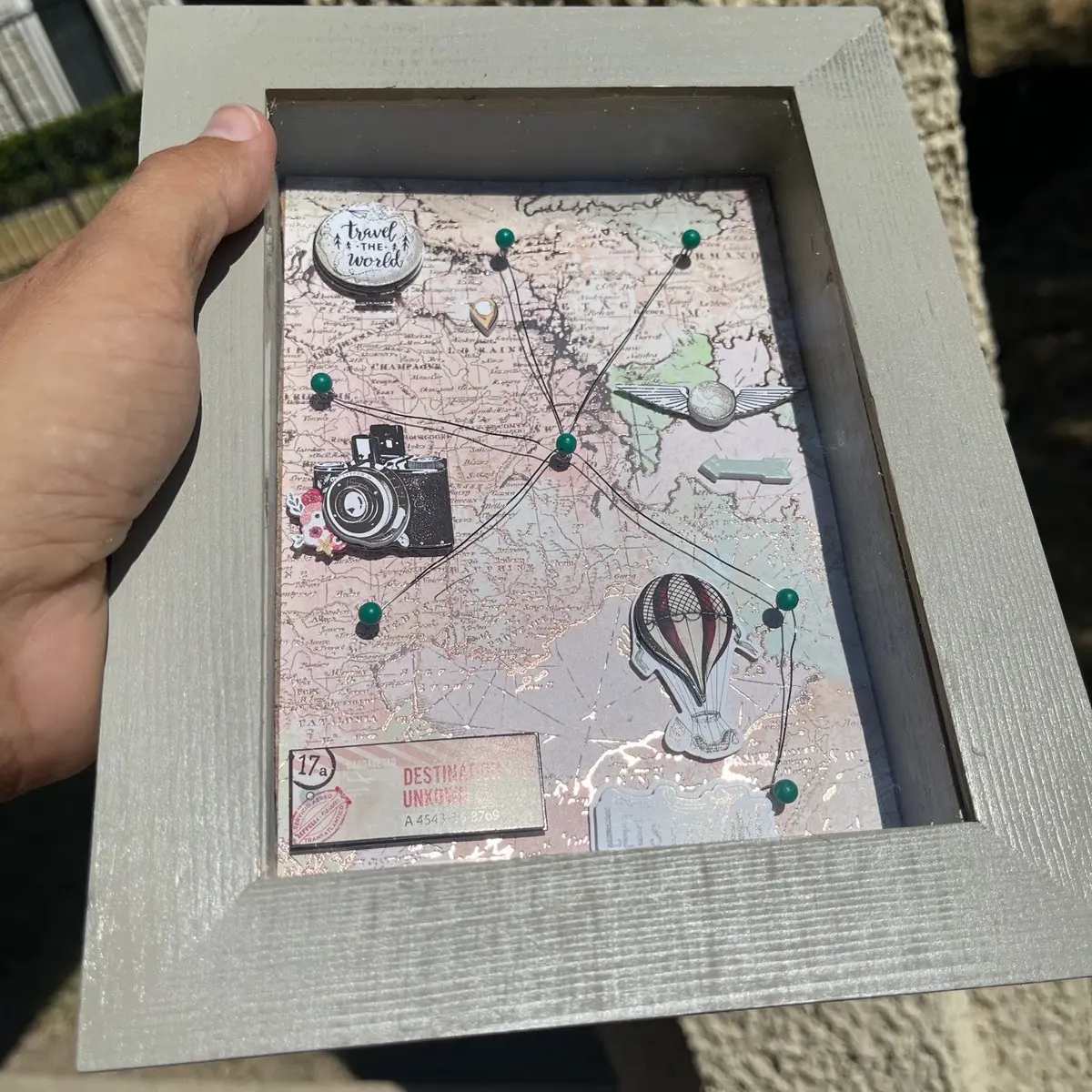 Handmade adventure, themed shadowbox