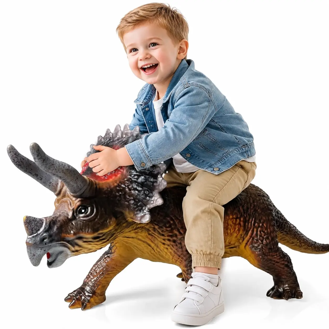 Dinosaurs King Giant Triceratops Dinosaur Toy – 32 inches Realistic Lifelike Dinosaur Figure, Jumbo Dino Toys for Kids Toddler 3-5 5-7 Years, Perfect Party Favors, Birthday Gifts