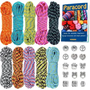 Micro Paracord, 2mm 10Colors 20FT Paracord Combo Kit with Instructions and Charms for Making Paracord Bracelets, Lanyards, Jewelry Making