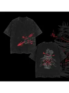 Anime Fan Gift Tee - Choso Inspired Curse Brother Vintage Washed Shirt, Cool Shirts, Casual Graphic Washed Oversized Tees for Men & Women,Summer Round Neck Short Sleeve ,Sports Shirt,Workout T-shirt