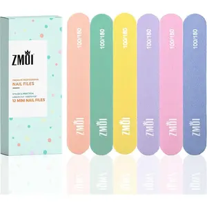 Professional Mini Nail File – 12 Stylish - Practical Fingernail File Pack for Natural and Acrylic Nails 100/180 Emery Boards (Macaroon Color)